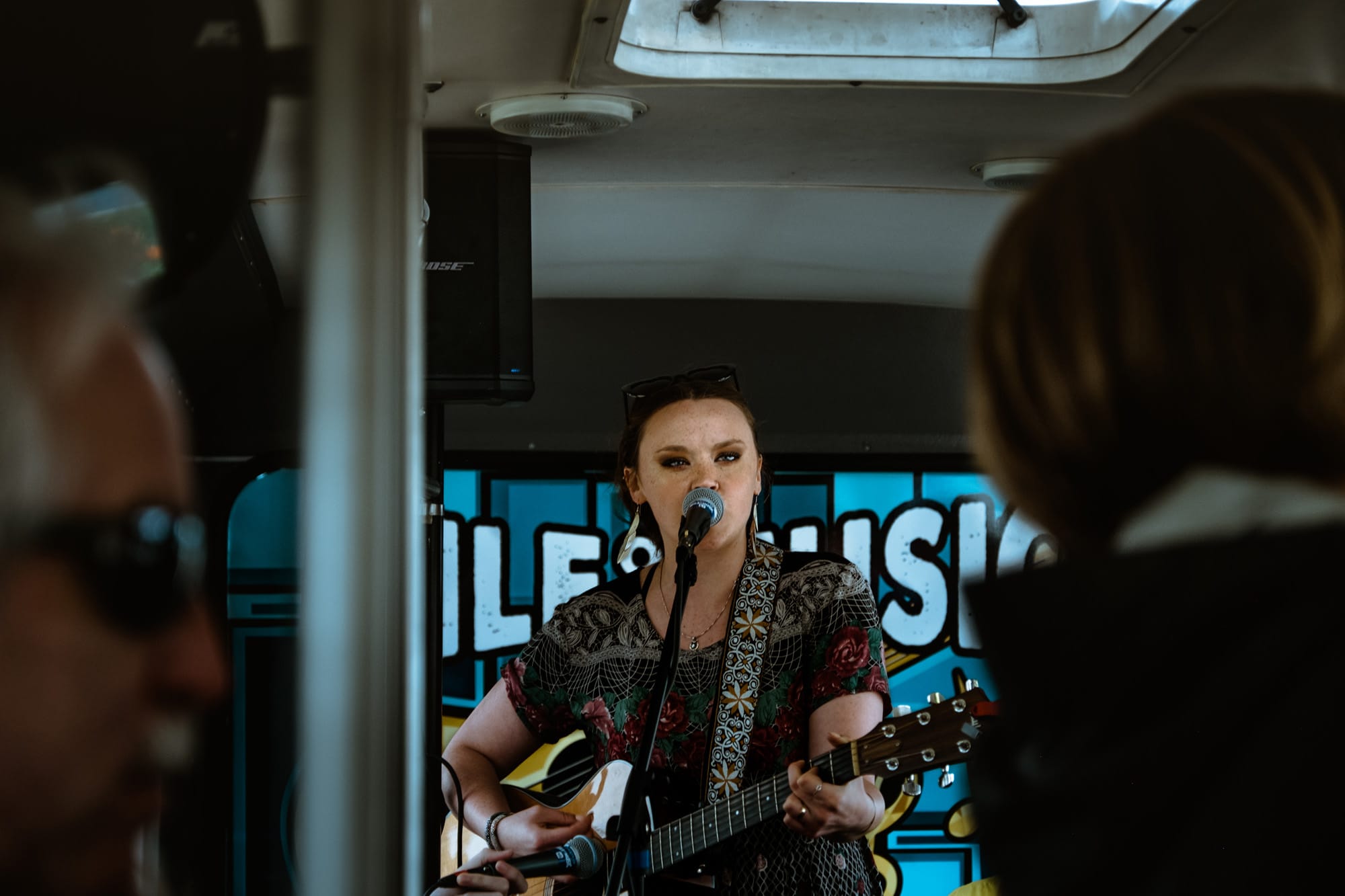 Genevieve Heyward performing on Mile of Music bus