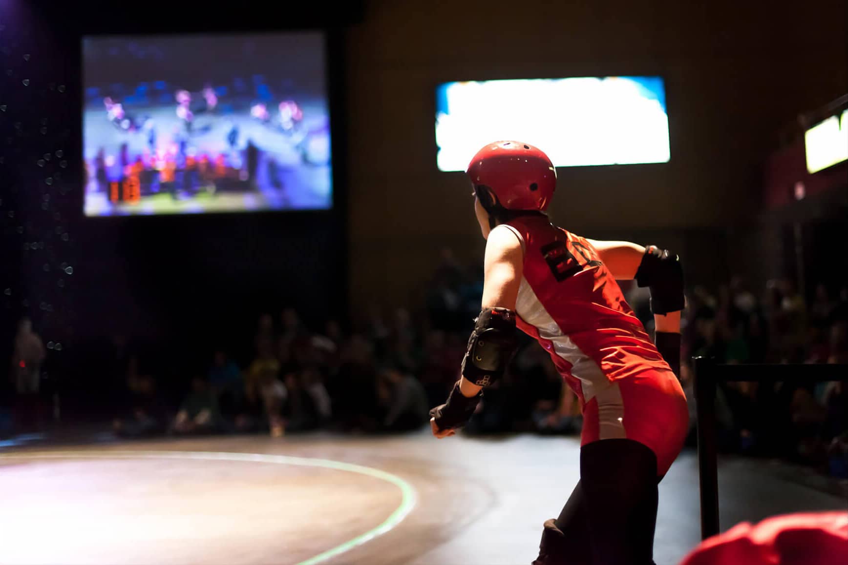 Woman about to enter the roller derby